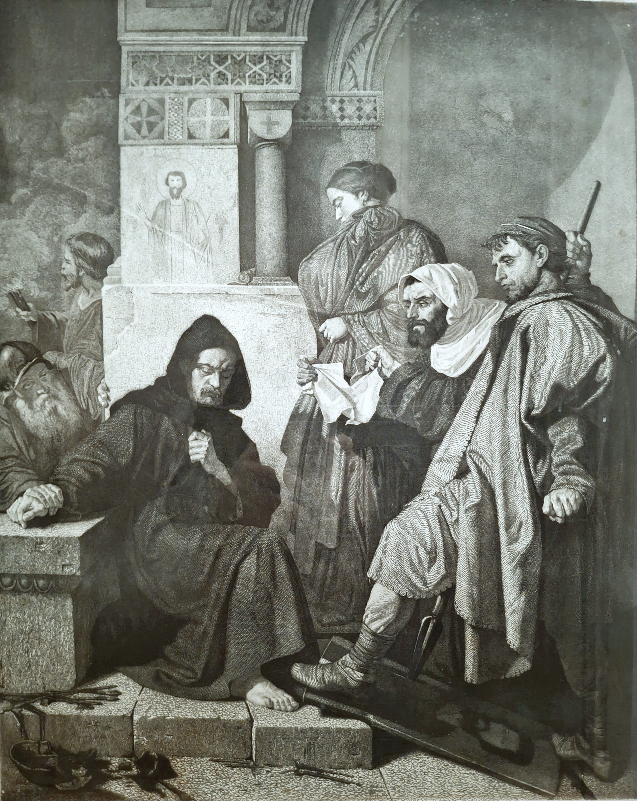 Francesco Di Bartolo: GL'ICONOCLASTI, acquaforte con ritocchi a bulino, da Domenico Morelli, Napoli 1863, Coll. N.Di Bartolo, Catania.
